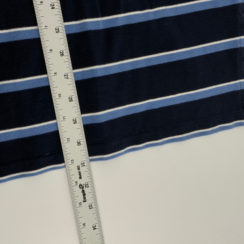 Polo Ralph Lauren Polo‎ Shirt Mens XL Navy Blue Striped Orange Pony Cotton Pique - Picture 6 of 7